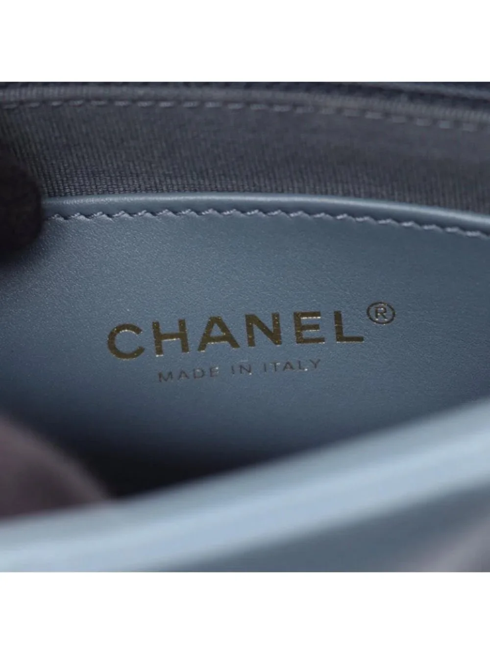 Chanel Backpack Quilted Camellia Chain Around Smoky Blue Caviar Leather